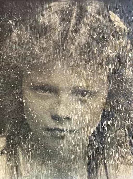 1947 wedding portrait before restoration